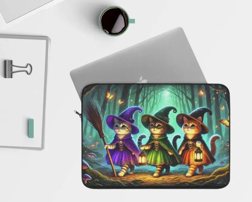 Halloween Decor - Cat Witches - Laptop Sleeve   