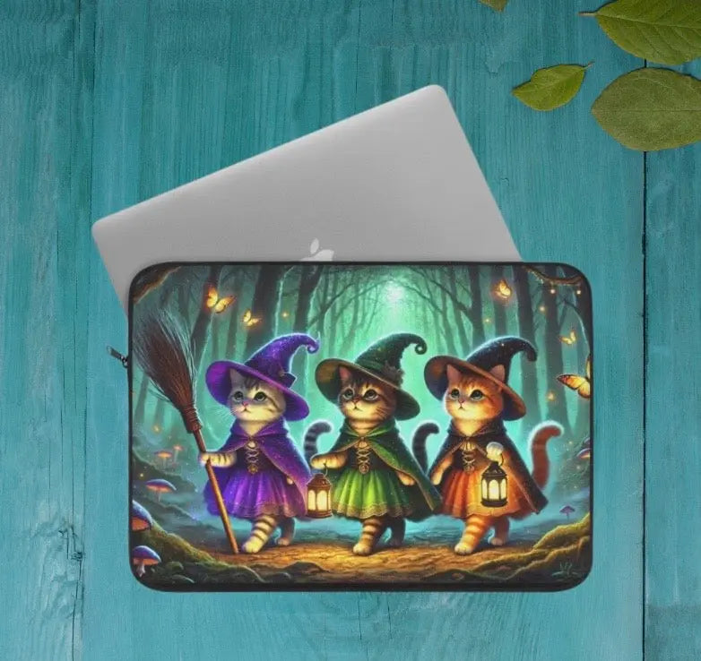 Halloween Decor - Cat Witches - Laptop Sleeve   