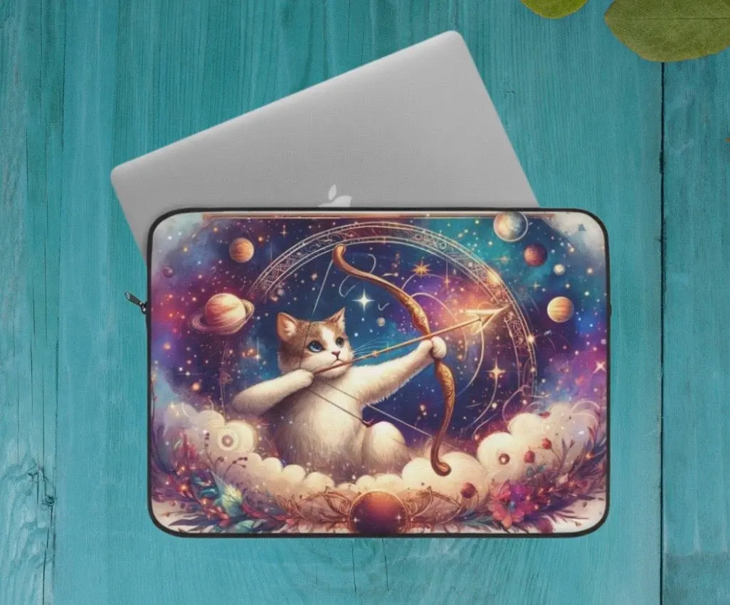 Sagittarius Cat Lover - Celestial Moon - Laptop Sleeve   