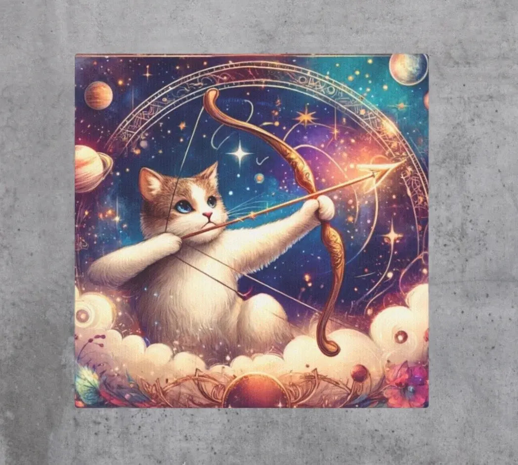 Sagittarius - Cat Lover  - Wall Art Decor 8x8   