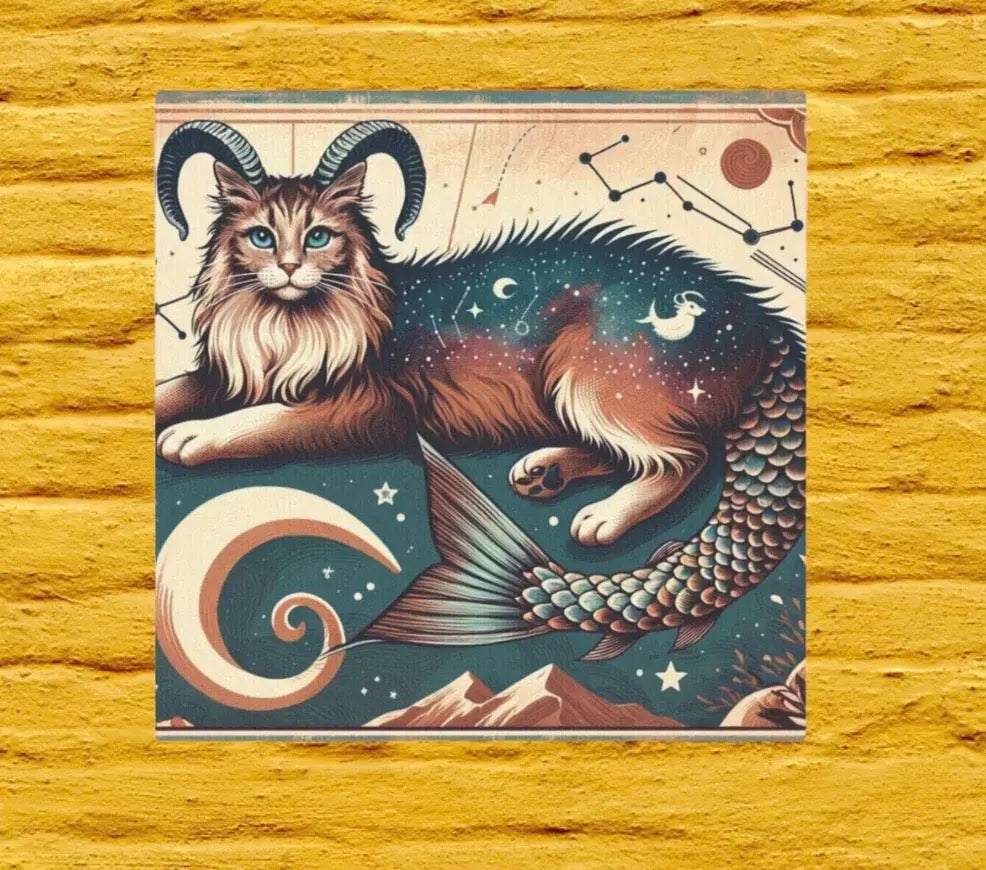 Capricorn - Cat Lover  - Wall Art Decor 8x8   