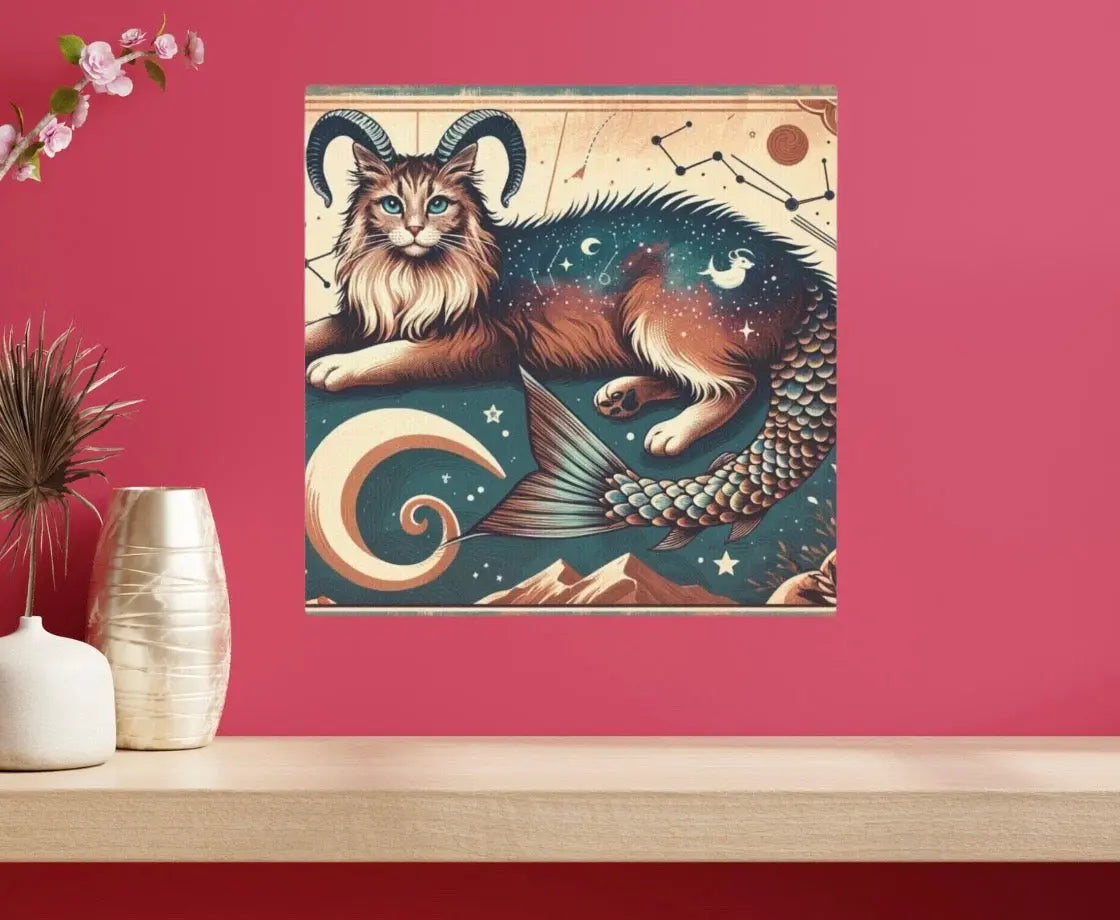 Capricorn - Cat Lover  - Wall Art Decor 8x8   