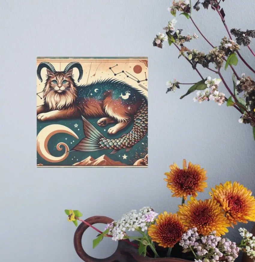 Capricorn - Cat Lover  - Wall Art Decor 8x8   