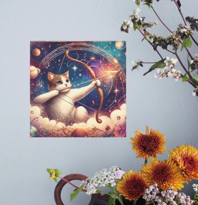 Sagittarius - Cat Lover  - Wall Art Decor 8x8   