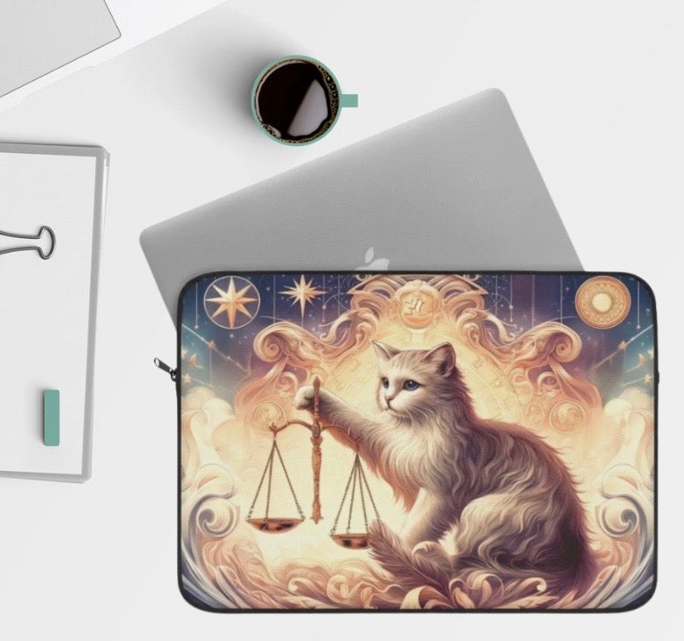 Libra Zodiac Cat Lover - Laptop Sleeve   