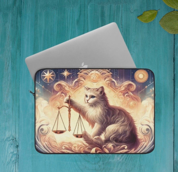 Libra Zodiac Cat Lover - Laptop Sleeve   