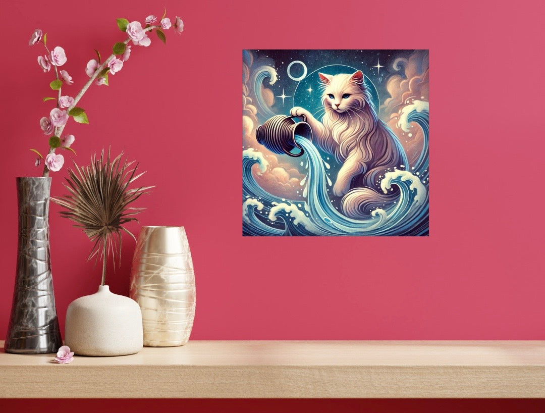 Aquarius - Cat Lover - Wall Art Decor 8x8   