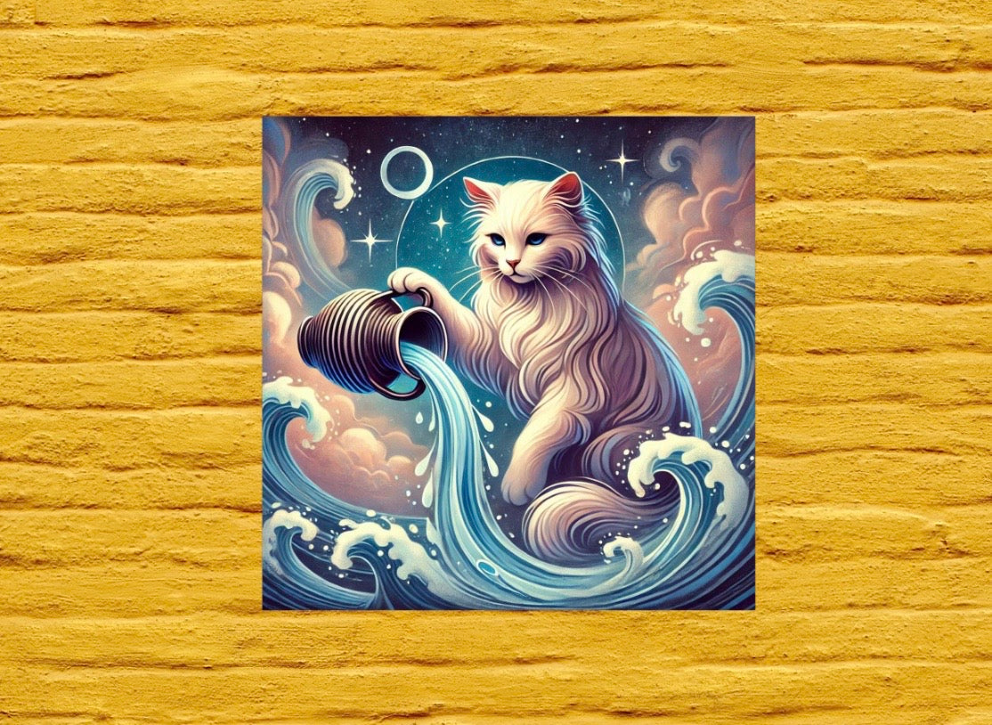 Aquarius - Cat Lover - Wall Art Decor 8x8   