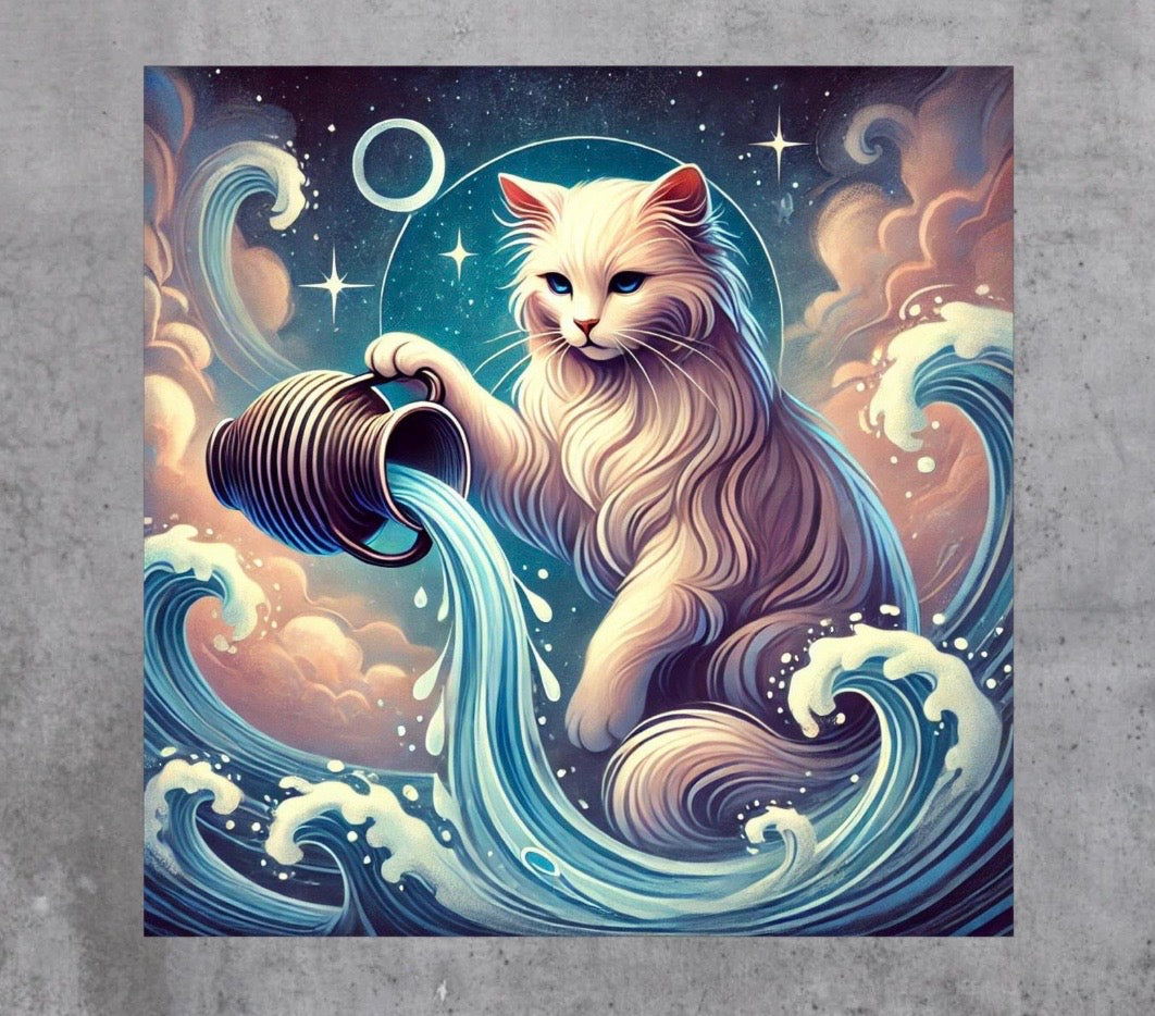 Aquarius - Cat Lover - Wall Art Decor 8x8   