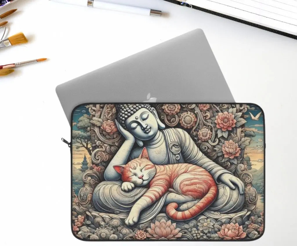 Resting Buddha Cat Naps - Cat Lover - Laptop Sleeve   