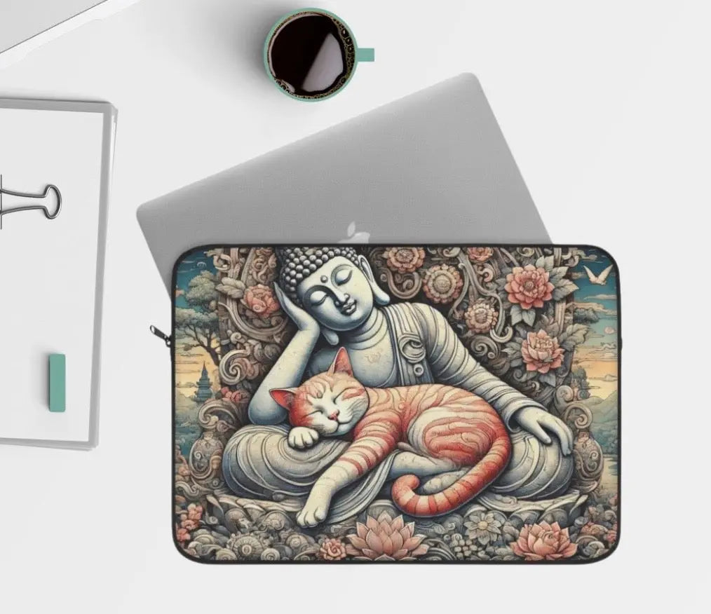 Resting Buddha Cat Naps - Cat Lover - Laptop Sleeve   