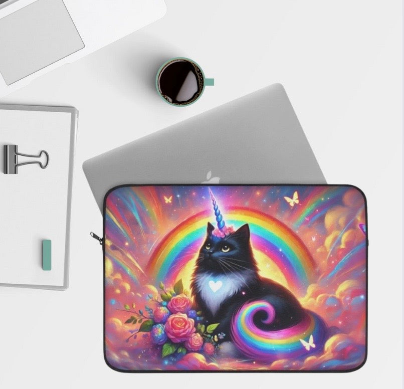 Pink Dreams Caticorn - Rainbows, Cats and Unicorns - Laptop Sleeve   