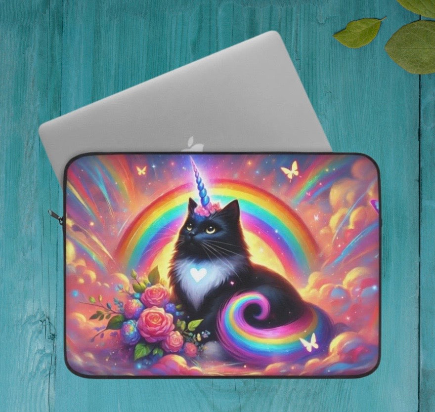 Pink Dreams Caticorn - Rainbows, Cats and Unicorns - Laptop Sleeve   