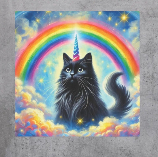 Caticorn in the Clouds - Cats, Rainbows and Unicorns - Wall Art Decor 8x8 - Ragdoll Cat   