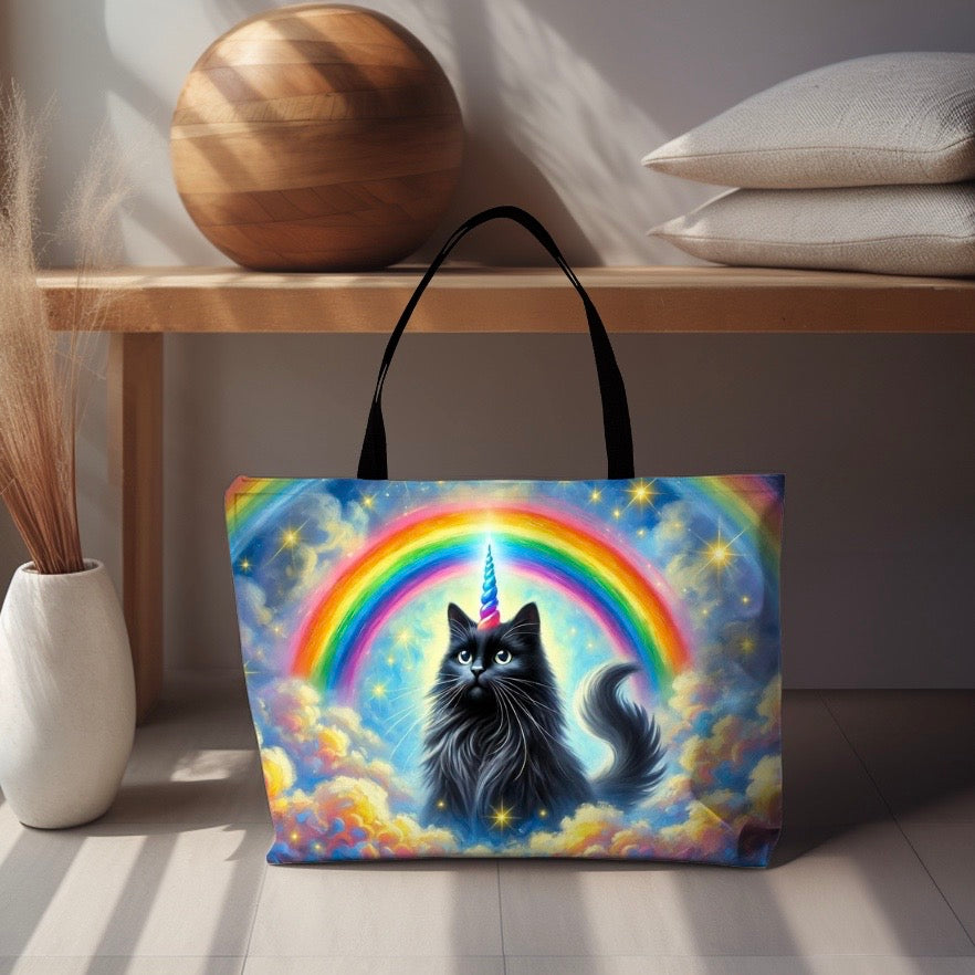 Caticorn in the Clouds - Cat Unicorn Rainbow - Weekender Tote Bag   