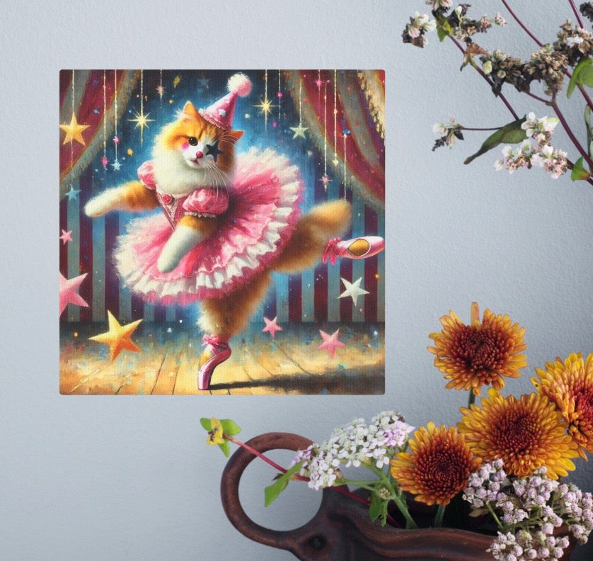 Pink Clown Star Ballerina - Wall Art Decor 8x8   