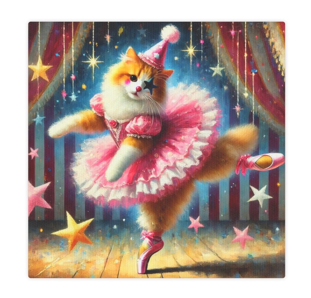 Pink Clown Star Ballerina - Wall Art Decor 8x8   