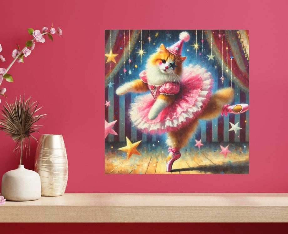 Pink Clown Star Ballerina - Wall Art Decor 8x8   