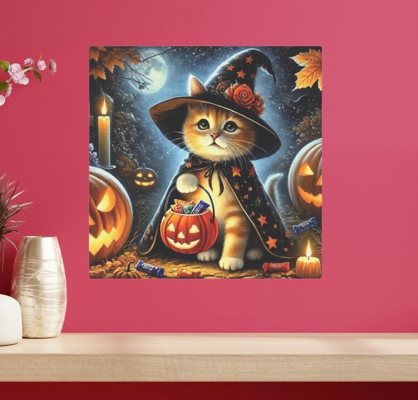 Happy Halloween Sign, Halloween Decorations, Witches Dancing, Halloween Wall Decor, outlet Halloween Wall Art, Witch Decor, Trick or Treat,Cat Sign