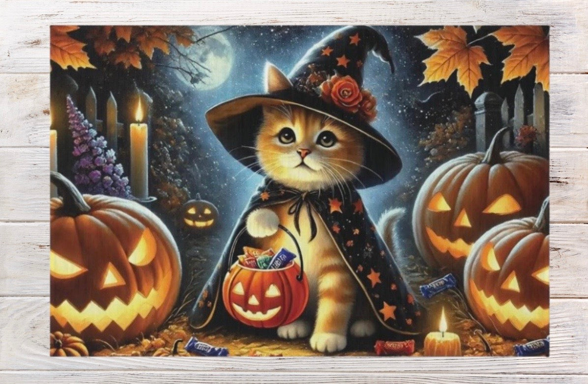 Trick or Treat - Cat Lover Halloween Decor- Indoor/Outdoor Rug   