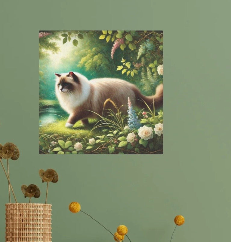 Nature Walk - Cat Lover - Wall Art Decor 8x8 - Ragdoll Cat   