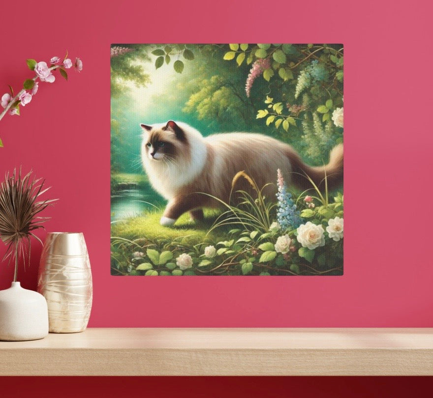 Nature Walk - Cat Lover - Wall Art Decor 8x8 - Ragdoll Cat   