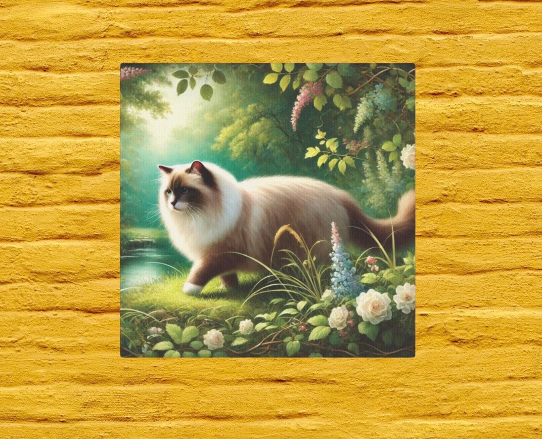 Nature Walk - Cat Lover - Wall Art Decor 8x8 - Ragdoll Cat   