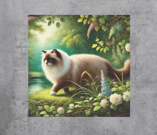 Nature Walk - Cat Lover - Wall Art Decor 8x8 - Ragdoll Cat   