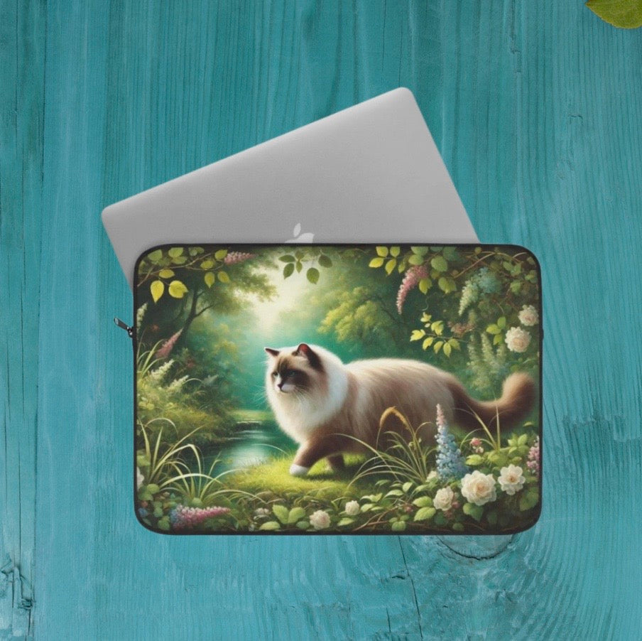 Nature Walk - Cat Lover- Ragdoll Cat - Laptop Sleeve   