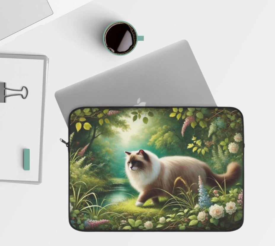 Nature Walk - Cat Lover- Ragdoll Cat - Laptop Sleeve   