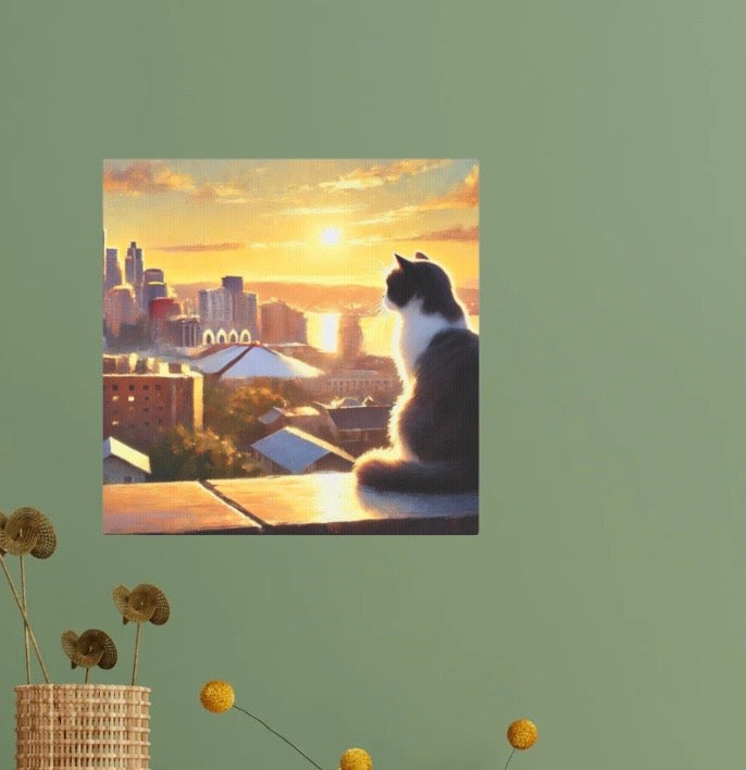 City Sunset - Cat Lovers - Wall Art Decor   