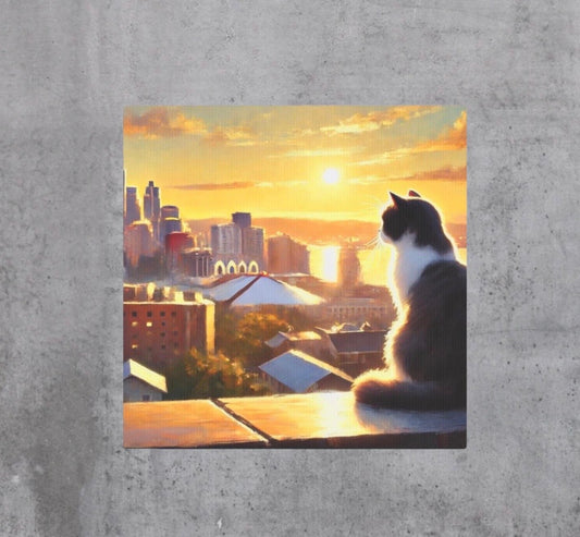 City Sunset - Cat Lovers - Wall Art Decor   