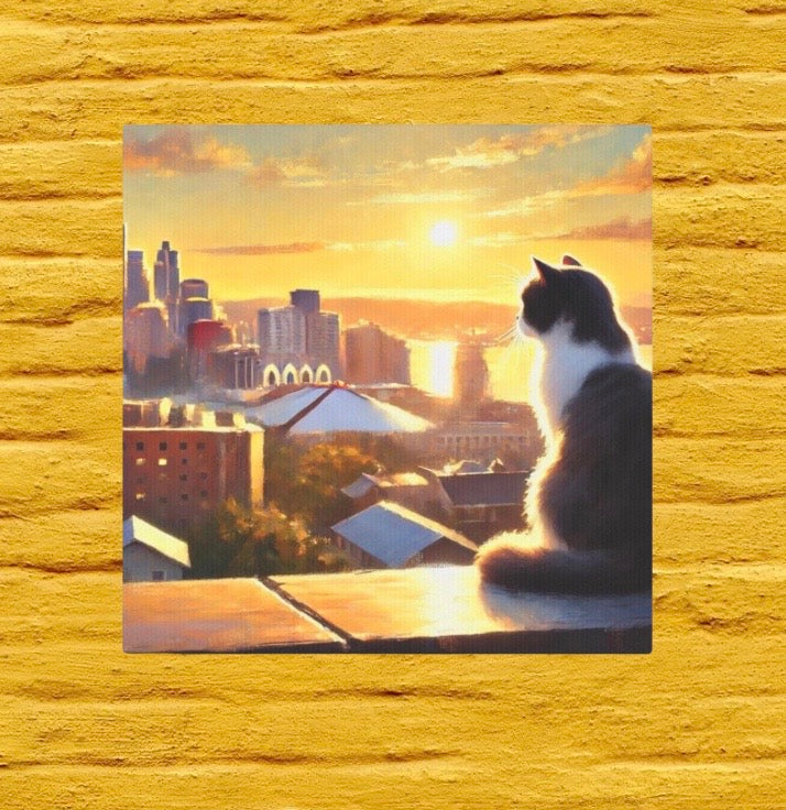 City Sunset - Cat Lovers - Wall Art Decor   