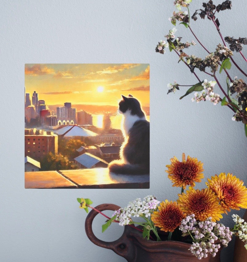 City Sunset - Cat Lovers - Wall Art Decor   