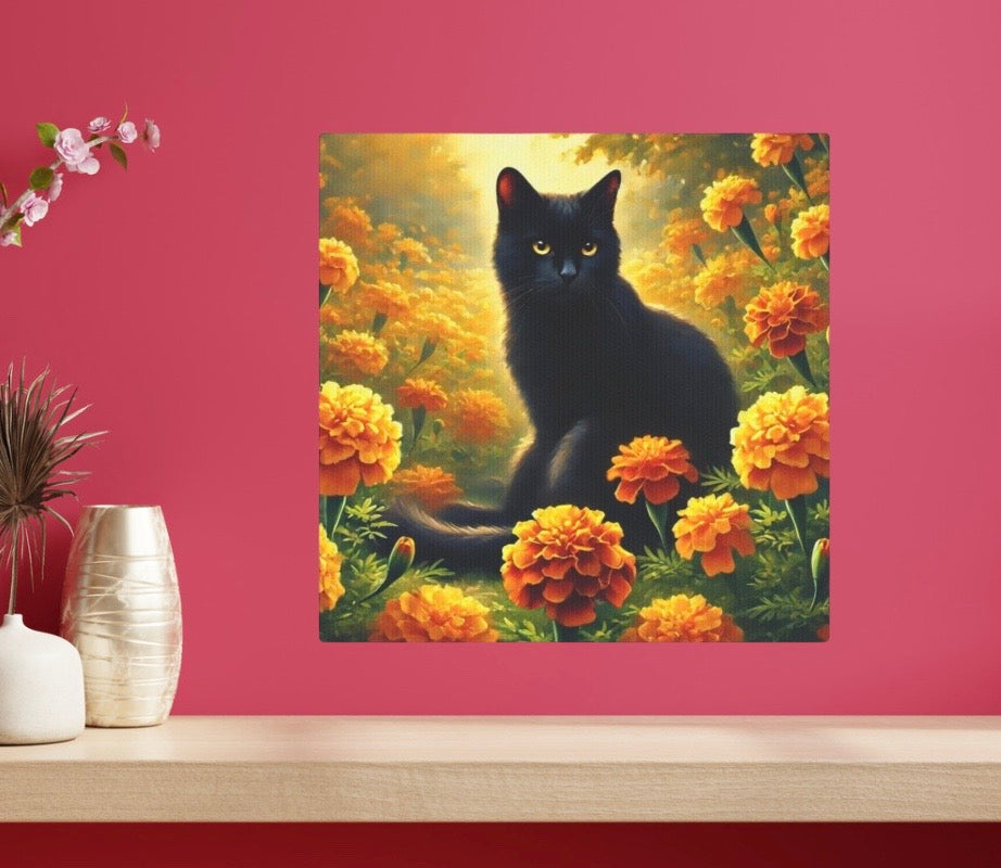 October Birth Flower - Marigold - Cat Lover - Wall Art Decor   