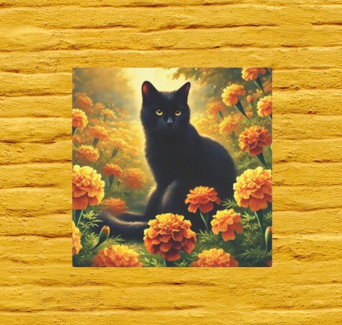 October Birth Flower - Marigold - Cat Lover - Wall Art Decor   