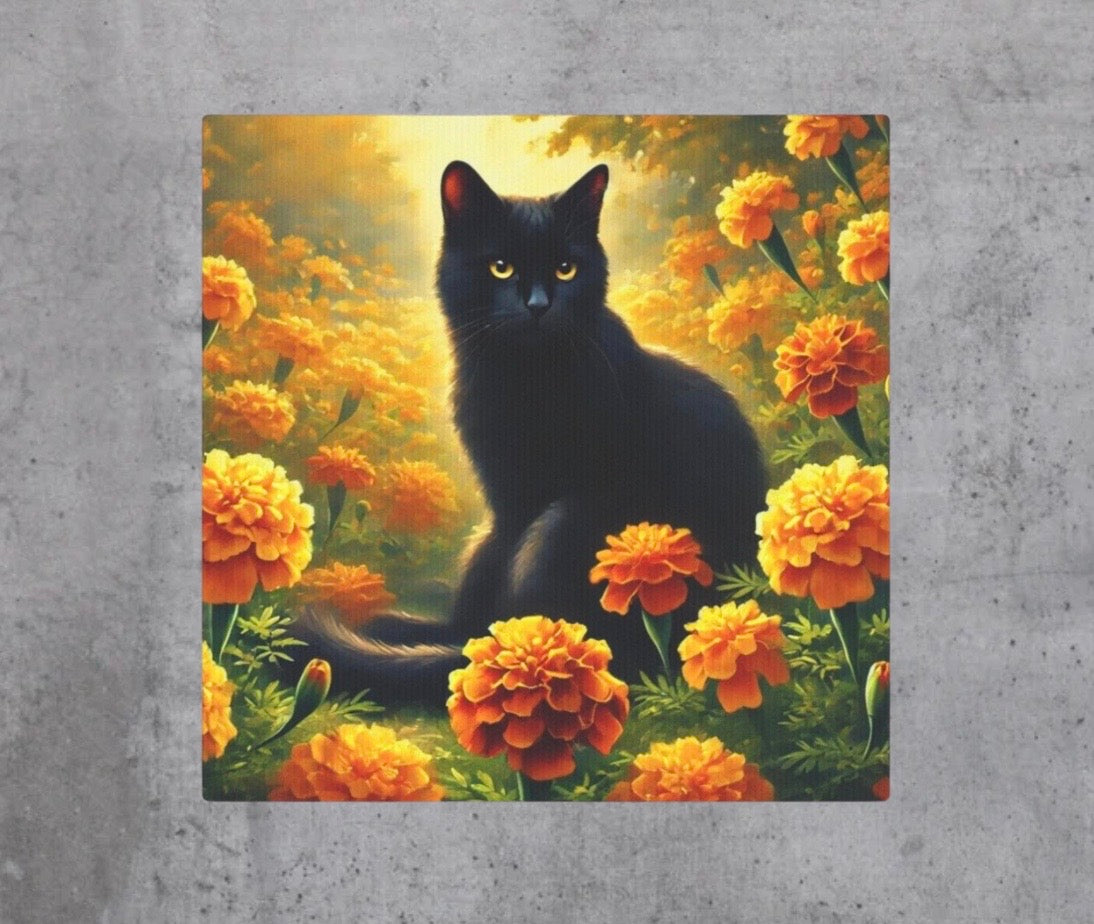 October Birth Flower - Marigold - Cat Lover - Wall Art Decor   