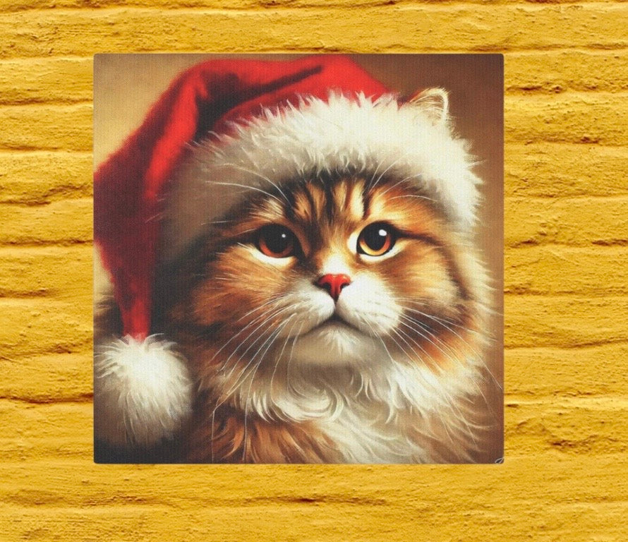 Santa Cat - Cat Lover Holiday Decor - Wall Art   