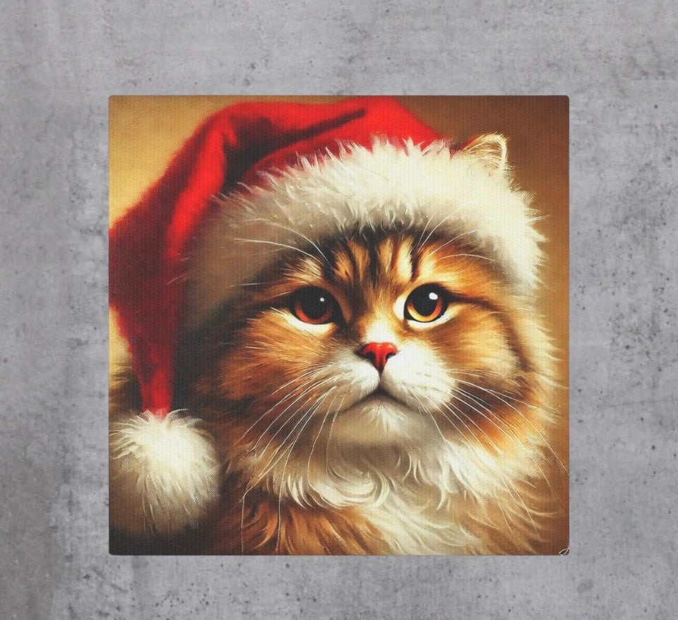 Santa Cat - Cat Lover Holiday Decor - Wall Art   