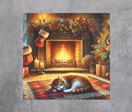 Warm Holiday Wishes - Cat Lover - Wall Art Decor   