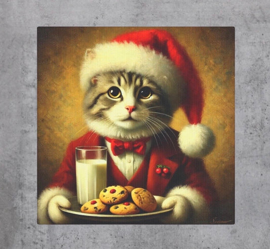 Santa Cookies  - Cat Lover - Wall Art Decor   