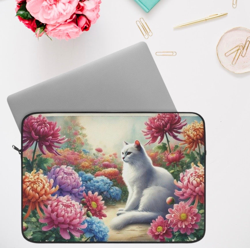 November Birth Flower - Cat Lover - Laptop Sleeve   