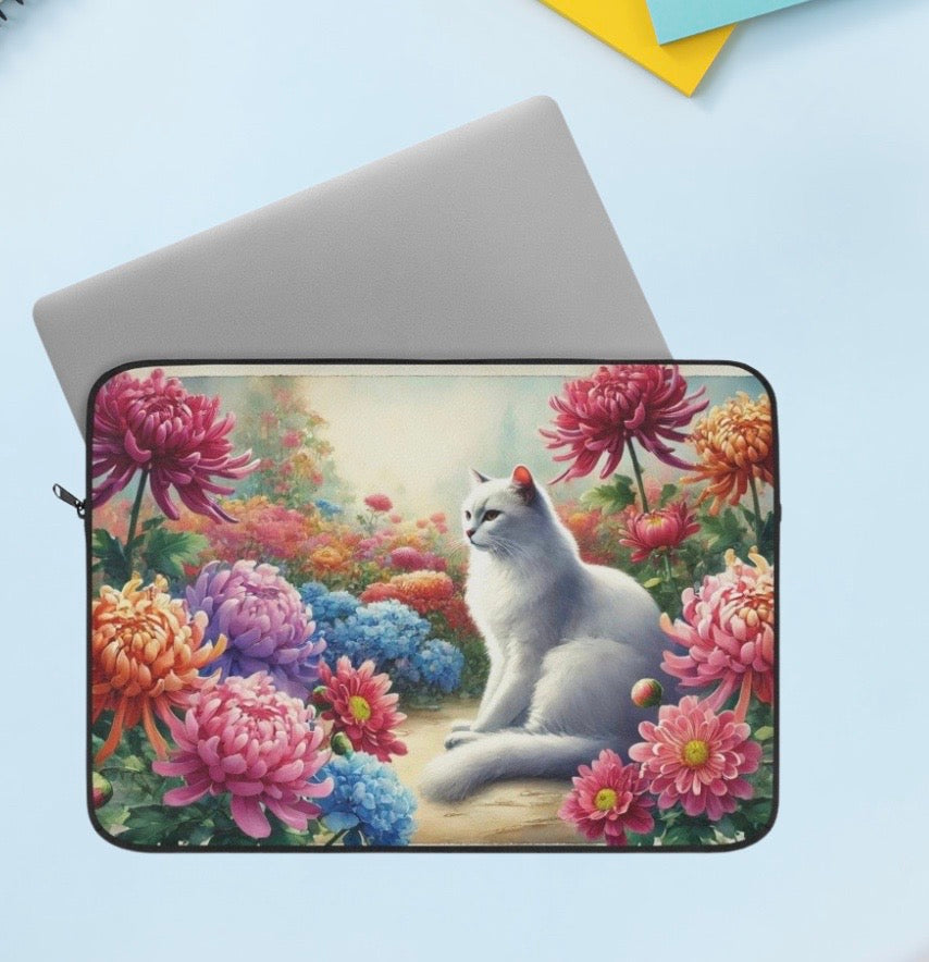 November Birth Flower - Cat Lover - Laptop Sleeve   