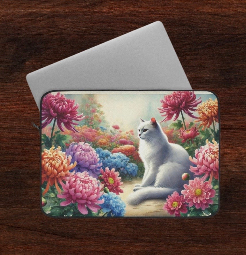 November Birth Flower - Cat Lover - Laptop Sleeve   