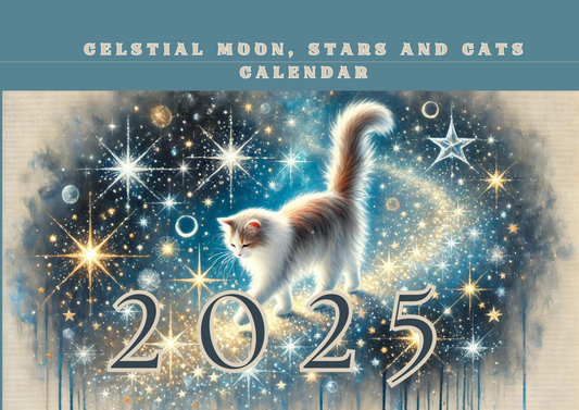 Celestial Cats in the Sky - Sun Moon and Stars - Calendar (2025)   