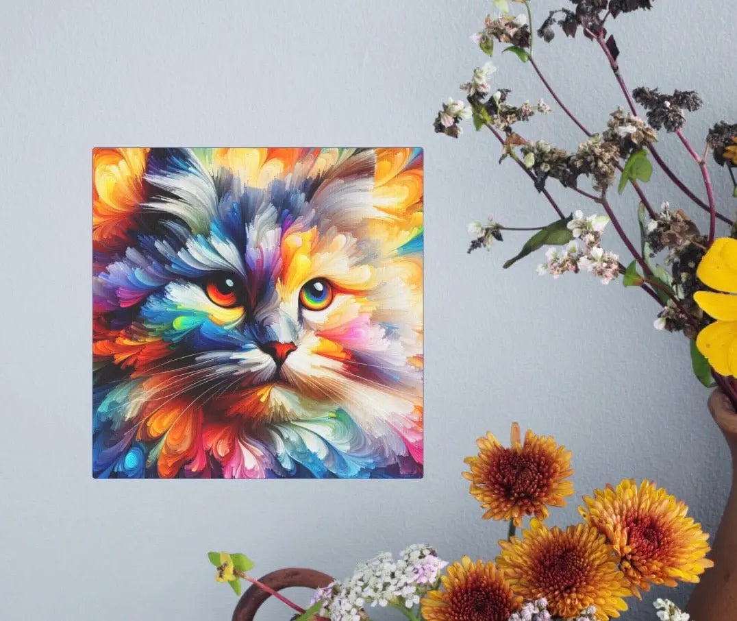 Abstract Rainbow Cat - Wall Art Decor - Cat Lover - Canvas