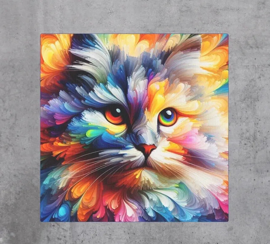 Abstract Rainbow Cat - Wall Art Decor - Cat Lover - Canvas