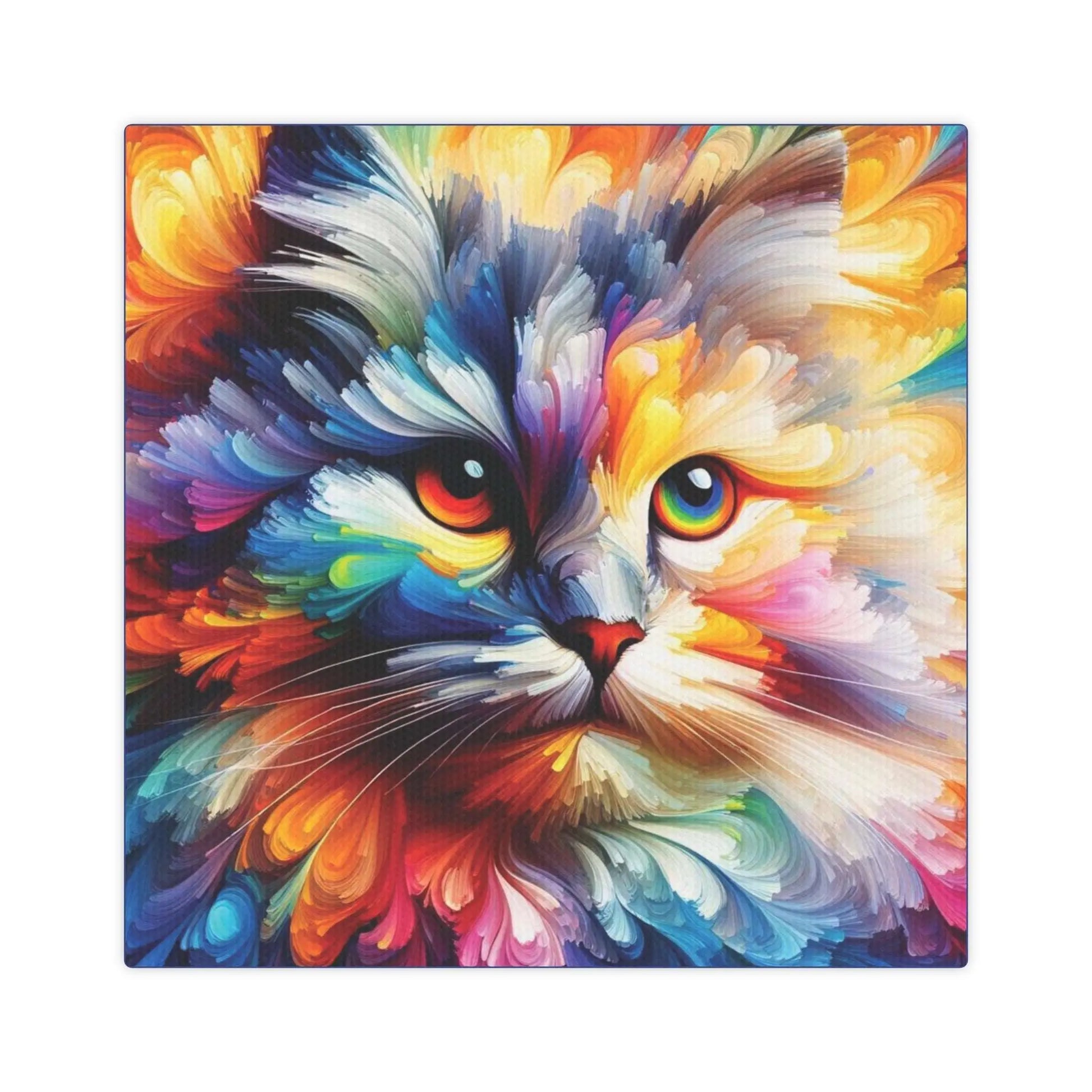 Abstract Rainbow Cat - Wall Art Decor - Cat Lover - Canvas