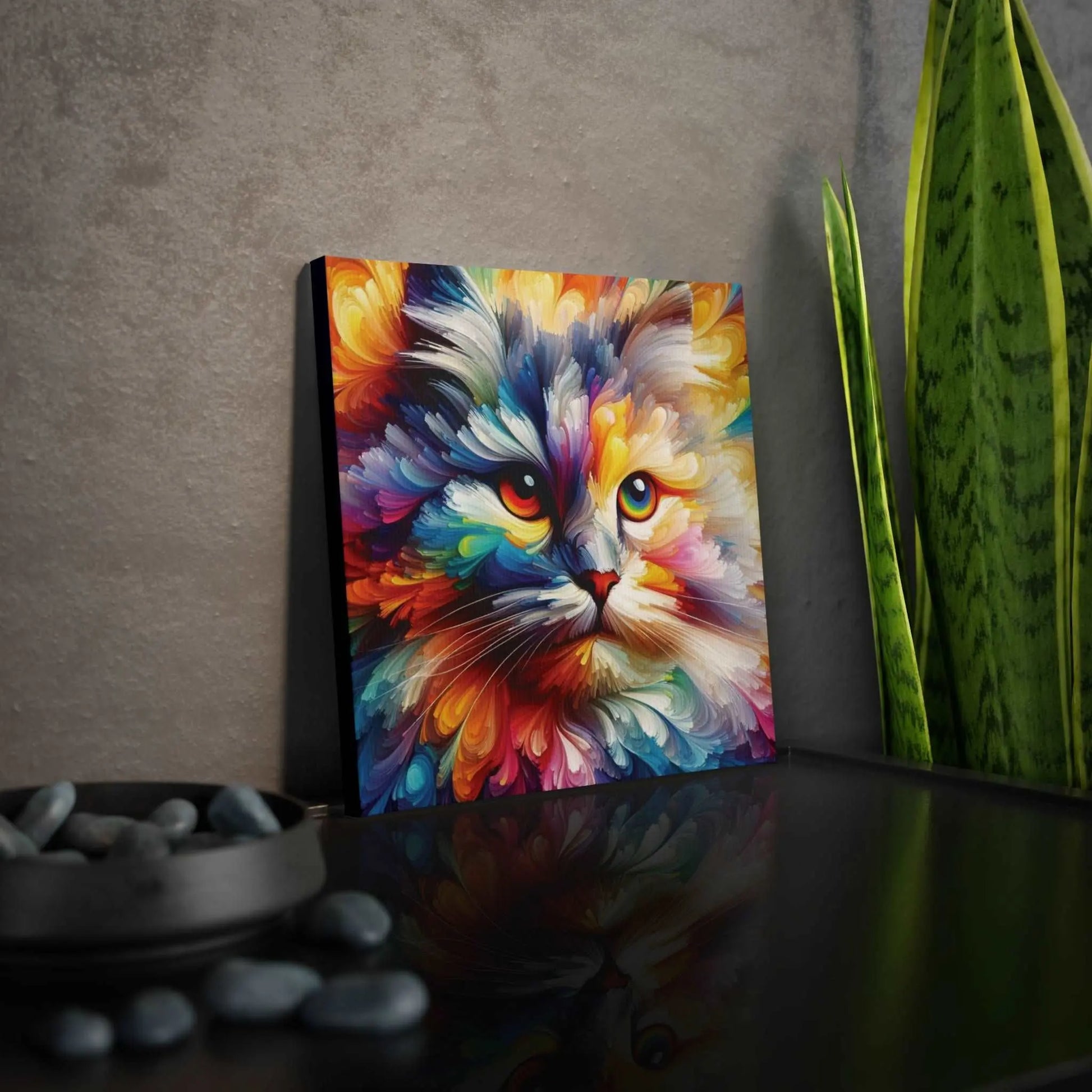 Abstract Rainbow Cat - Wall Art Decor - Cat Lover - Canvas