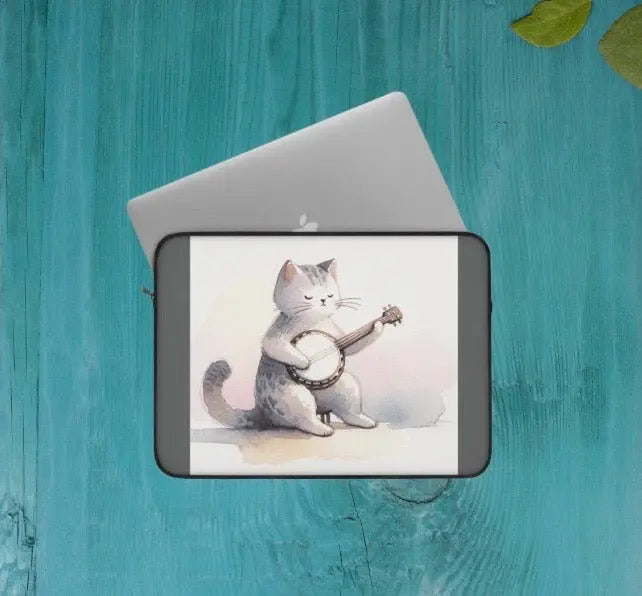 Banjo Player - Cat Lover - Laptop Sleeve - Laptop Sleeve